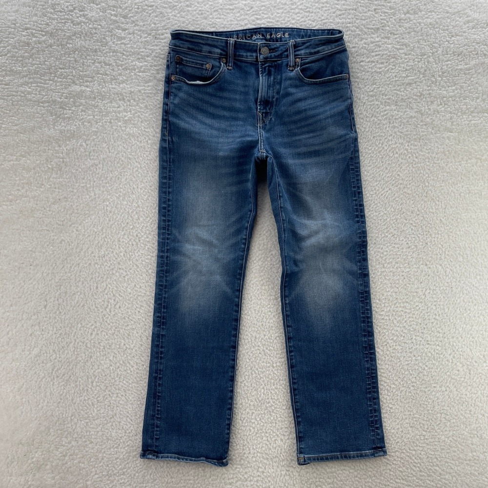 American Eagle Jeans Mens 31x30 Blue Original Bootcut Medium Wash Whisker Grunge